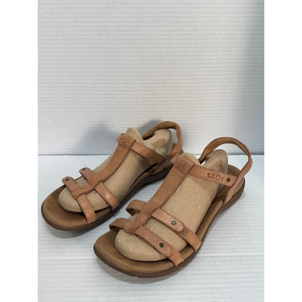 Taos Trulie Tan Leather Strappy Comfort Sandals Womens 10 T02-13765